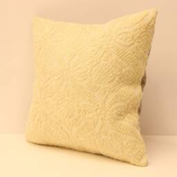 Vintage Turkish Textile Pillow Cover, Wool Boho Cushion - 16x16 - thumbnail 3