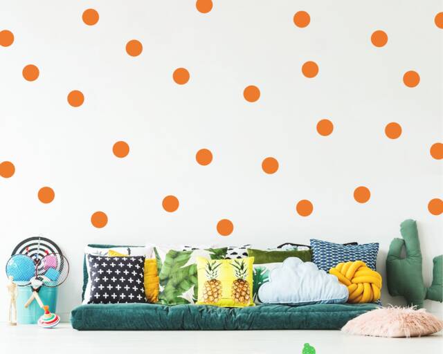 Orange Polka Dot Wall Decals Playroom Decor, Pack Of 40 - image 1