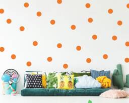 Orange Polka Dot Wall Decals Playroom Decor, Pack Of 40 - thumbnail 1