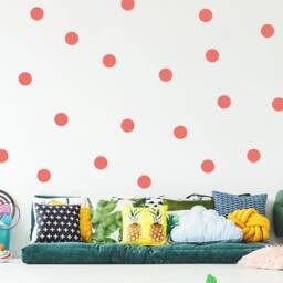 Orange Polka Dot Wall Decals Playroom Decor, Pack Of 40 - thumbnail 2
