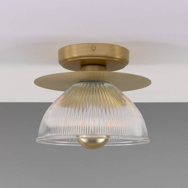 Eclipse Brass & Prismatic Glass Dish Ceiling Light 8 - image 1