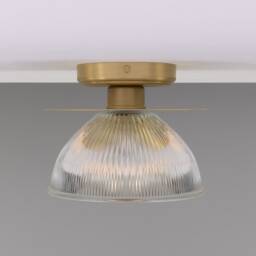 Eclipse Brass & Prismatic Glass Dish Ceiling Light 8 - thumbnail 2