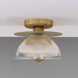 Eclipse Brass & Prismatic Glass Dish Ceiling Light 8 - thumbnail 3
