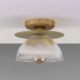 Eclipse Brass & Prismatic Glass Dish Ceiling Light 8 - thumbnail 1