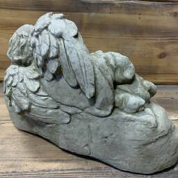 stone Garden Large Welcome Cherub On Rock Ornament - thumbnail 3