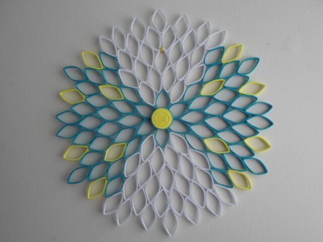 Dahlia Paper Flower Wall Art White, Turquoise & Yellow Ombr?? - image 1