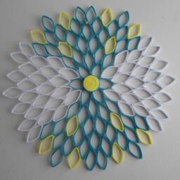 Dahlia Paper Flower Wall Art White, Turquoise & Yellow Ombr?? - thumbnail 2
