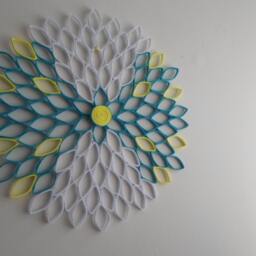 Dahlia Paper Flower Wall Art White, Turquoise & Yellow Ombr?? - thumbnail 4