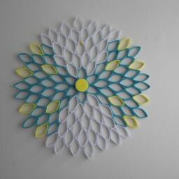 Dahlia Paper Flower Wall Art White, Turquoise & Yellow Ombr?? - thumbnail 3