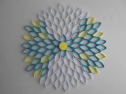 Dahlia Paper Flower Wall Art White, Turquoise & Yellow Ombr?? - thumbnail 1