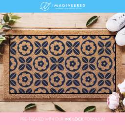 Handcrafted Tile Design Front Door Mat, Elegant & Functional, Boho Chic Doormat For Entrance, Unique Home Decor Accent - thumbnail 1