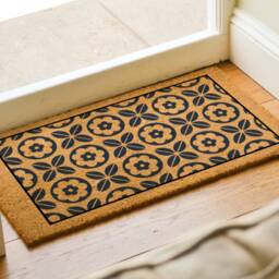 Handcrafted Tile Design Front Door Mat, Elegant & Functional, Boho Chic Doormat For Entrance, Unique Home Decor Accent - thumbnail 2