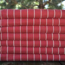 Red Peshtemal, Turkish Bath Towel, Turkish Towel, Cotton Towel, Festival Towel, 40''x67'', Turkish Towel, Towels, Striped Peshtemal, B3-G??cek - thumbnail 2