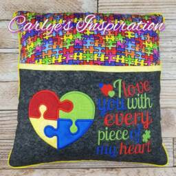 I Love You With Every Piece Of My Heart Bundle Storybook Pillow Designs - 5x7 Design Includes 2 Digital Designs Puzzle Applique - thumbnail 2