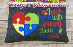 I Love You With Every Piece Of My Heart Bundle Storybook Pillow Designs - 5x7 Design Includes 2 Digital Designs Puzzle Applique