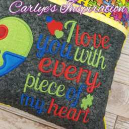 I Love You With Every Piece Of My Heart Bundle Storybook Pillow Designs - 5x7 Design Includes 2 Digital Designs Puzzle Applique - thumbnail 4