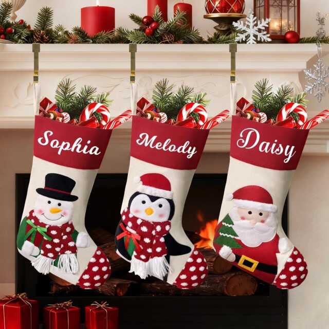 Personalised Christmas Stockings Custom Family Decorations Large Xmas Hanging Gift Bag Socks Ornaments - image 1