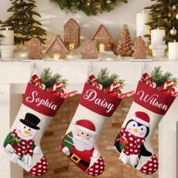 Personalised Christmas Stockings Custom Family Decorations Large Xmas Hanging Gift Bag Socks Ornaments - thumbnail 2
