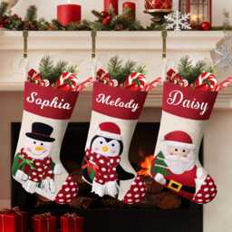Personalised Christmas Stockings Custom Family Decorations Large Xmas Hanging Gift Bag Socks Ornaments - thumbnail 1