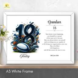 18Th Birthday Print For Grandson Personalised Rugby Wall Art Gift - thumbnail 4