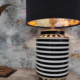 Black Velvet Lampshade With Tropical Wonderland Lining, Large Ceiling Lightshade - thumbnail 2