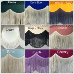 Silk Satin Fabric & Fringed Chandelier, Lamp Shade - thumbnail 2