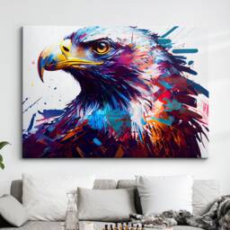 Eagle Eye Bird Abstract Modern Painting Splatter Wall Art, Framed Canvas Poster Print, Home Kitchen Office Room Decor, Kids Gifts - thumbnail 1