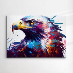 Eagle Eye Bird Abstract Modern Painting Splatter Wall Art, Framed Canvas Poster Print, Home Kitchen Office Room Decor, Kids Gifts - thumbnail 3