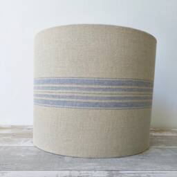 Blue Stripe Linen Drum Lampshade - Scandi French Style - thumbnail 3