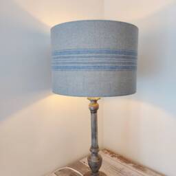 Blue Stripe Linen Drum Lampshade - Scandi French Style - thumbnail 4