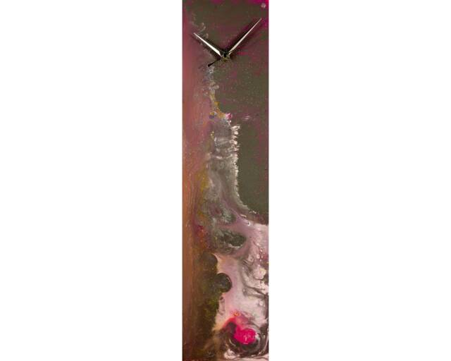 Unique Wall Clock Abstract Decor, Purple For Bedroom Or Kitchen Decoration, Decor Glass Art - image 1