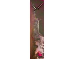 Unique Wall Clock Abstract Decor, Purple For Bedroom Or Kitchen Decoration, Decor Glass Art - thumbnail 1