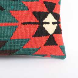 Handwoven Turkish Kilim Pillow Cover Bohemian Tribal Decor - 12x20 - thumbnail 2