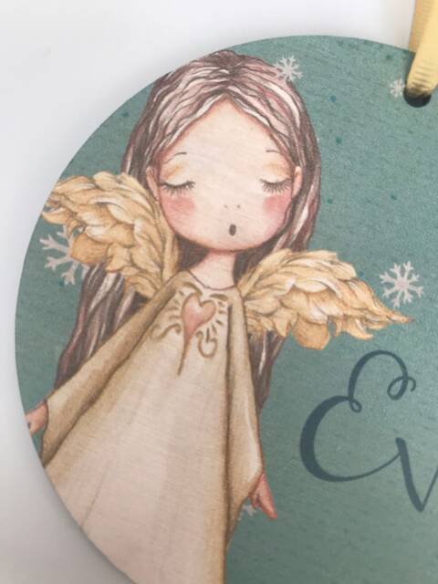 Personalised Angel Wood Hanging Christmas Tree Decoration, First in New Home, Keepsake, Gift, 1st Xmas - image 1