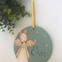 Personalised Angel Wood Hanging Christmas Tree Decoration, First in New Home, Keepsake, Gift, 1st Xmas - thumbnail 2