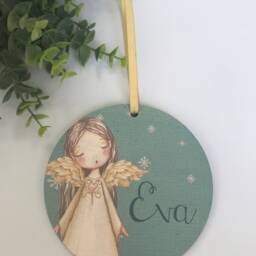 Personalised Angel Wood Hanging Christmas Tree Decoration, First in New Home, Keepsake, Gift, 1st Xmas - thumbnail 3
