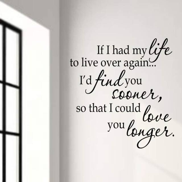 If I Had To Live My Life Over Again I'd Find You Sooner Love Wall Art Couple Decals Stickers -18110 - image 1
