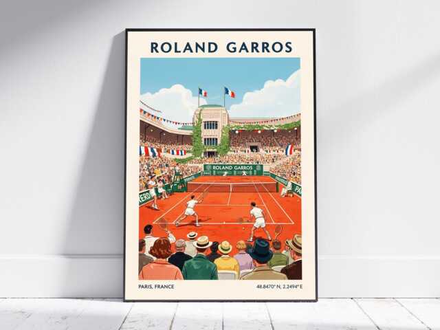 Roland Garros Tennis Poster - Vintage Paris Sports Wall Art Print For French Open Fans, Retro Travel Decor Gift Home Or Office - image 1