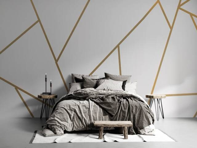Geometric Line Wall Vinyl Set Decals, Peel & Stick, Modern Minimal Art - Unique Room Decor, Non Metallic Finish - image 1