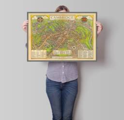 A Pictorial Map Of Cambridge - Vintage Antique 1929 Old Map Wall Print Poster Art Hoffman, Spencer G - thumbnail 1
