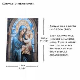 Our Lady Stained Glass Canvas - Catholic Home Altar Art Virgin Mary Wall Print Small Religious Gift Marian Devotional Image - thumbnail 2