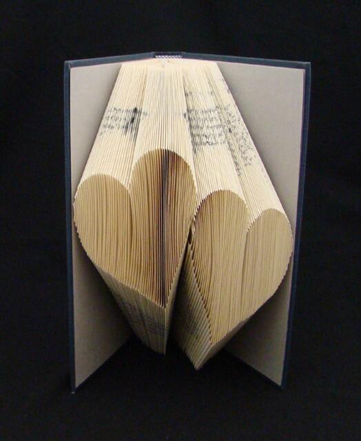 Double Heart Love Wedding Anniversary Gift Folded-Book Art Sculpture - image 1