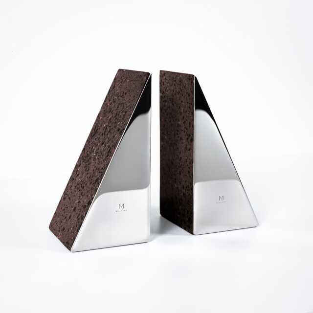 Handmade Brown Terrazzo Bookends, Bookend Set, Bookshelf Organizer, Gift For Book Lovers - image 1
