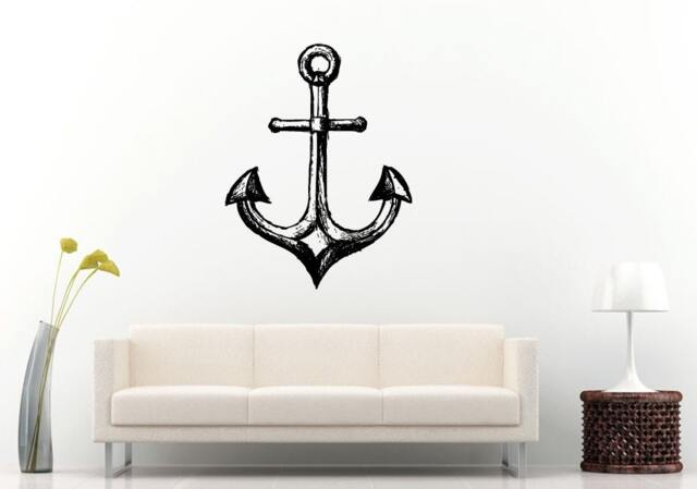 Anchor Sea Ocean Water Navy Naval Nautical Line Rope Wall Decal Vinyl Sticker Mural Room Decor L1179 - image 1