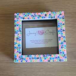 Colourful Paw Print Clay Slices Square Photo Frame 4 X Inches - thumbnail 2