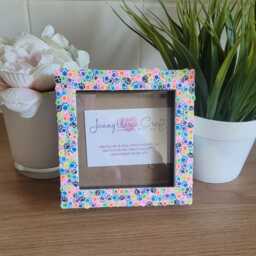 Colourful Paw Print Clay Slices Square Photo Frame 4 X Inches - thumbnail 3