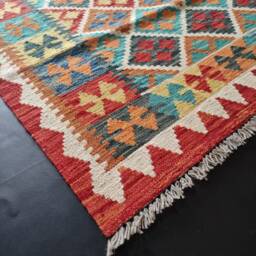 Kilim Rug Classic, Handmade Artisan Afghan Turkish Aztec Geometric Wool 200x126 cm - thumbnail 2