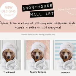 Bear in A Bathrobe Print, Bathing, Funny Bathroom Animal With Towel On Head, Grizzly Brown Bath Robe, Whimsy - thumbnail 2