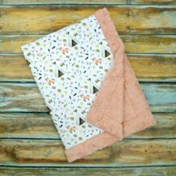 Fox Baby Blanket - Boho Designer Minky - thumbnail 2