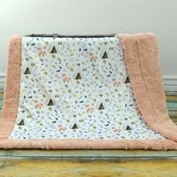 Fox Baby Blanket - Boho Designer Minky - thumbnail 3